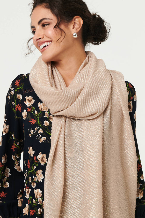Pink | Sparkly Textured Long Shawl Scarf