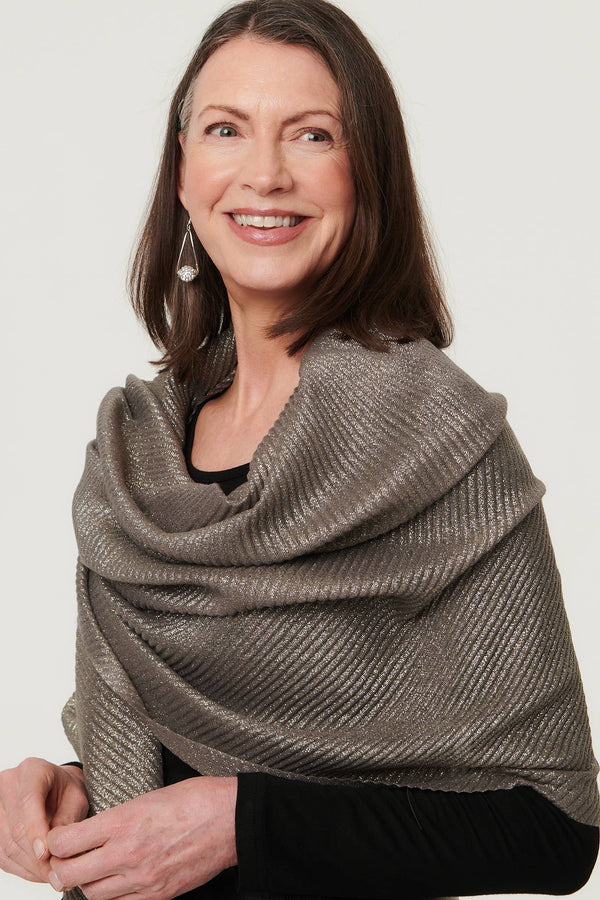 Gold | Sparkly Textured Long Shawl Scarf 