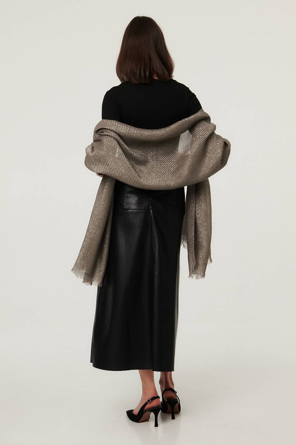 Gold | Sparkly Textured Long Shawl Scarf 
