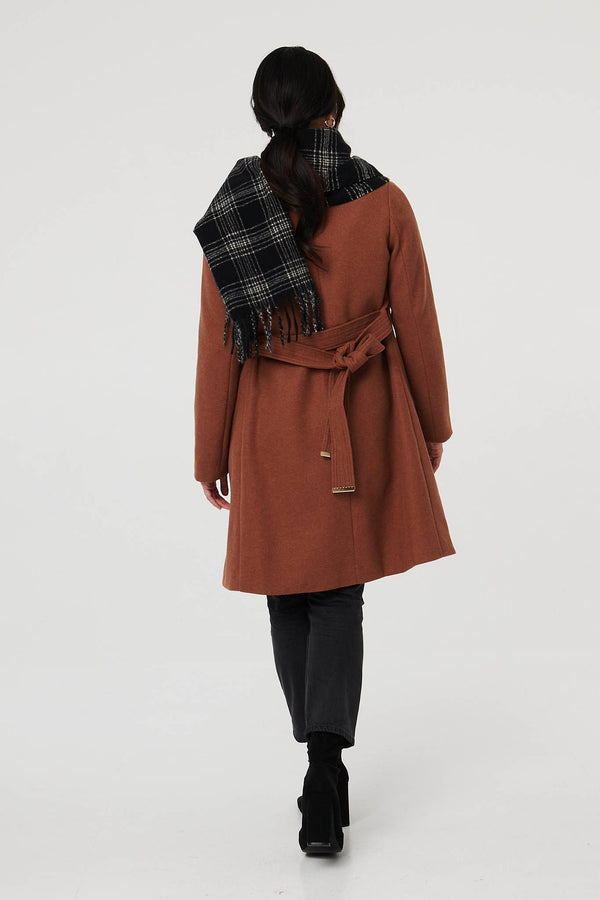 Black | Checked Tassel Fringed Scarf

