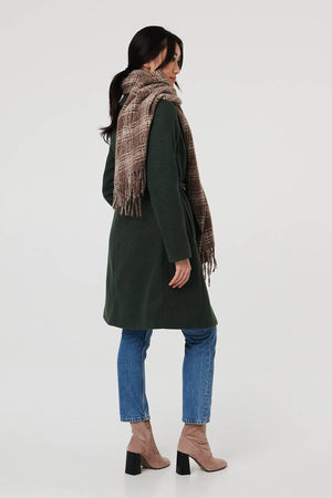 Grey | Checked Tassel Fringed Scarf
