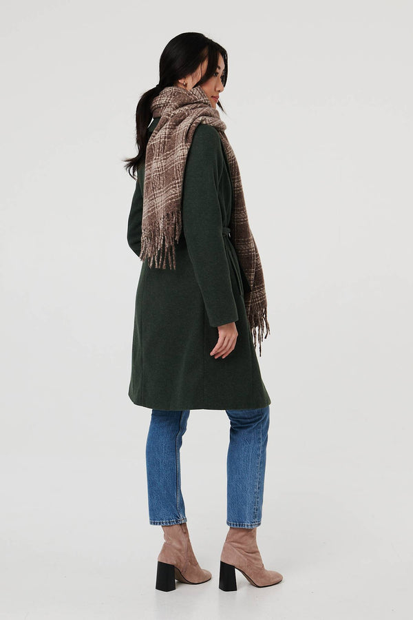 Grey | Checked Tassel Fringed Scarf

