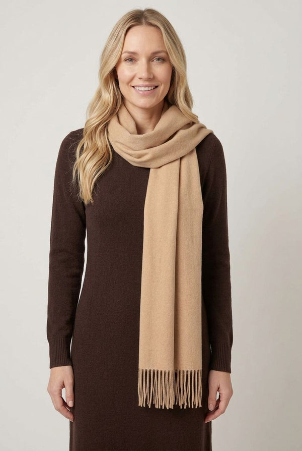 Beige | Soft Texture Tassel Fringe Scarf