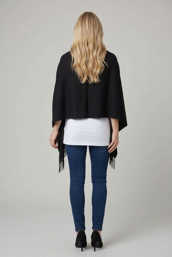 Black | Soft Texture Tassel Fringed Scarf
