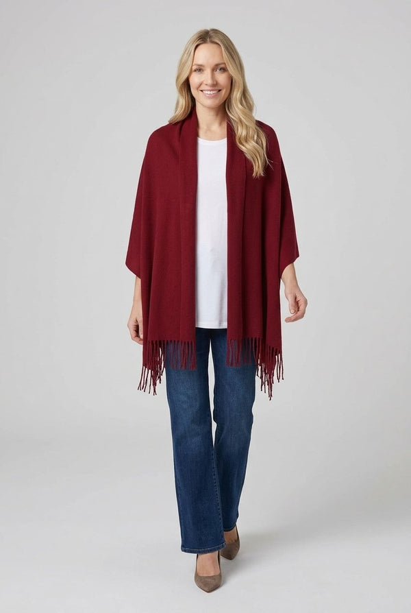 Burgundy | Soft Texture Tassel Fringed Scarf