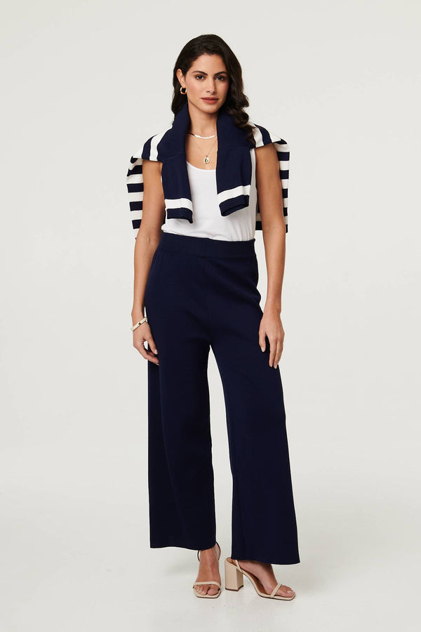 Navy | Knit Texture Relaxed Top & Trousers Set