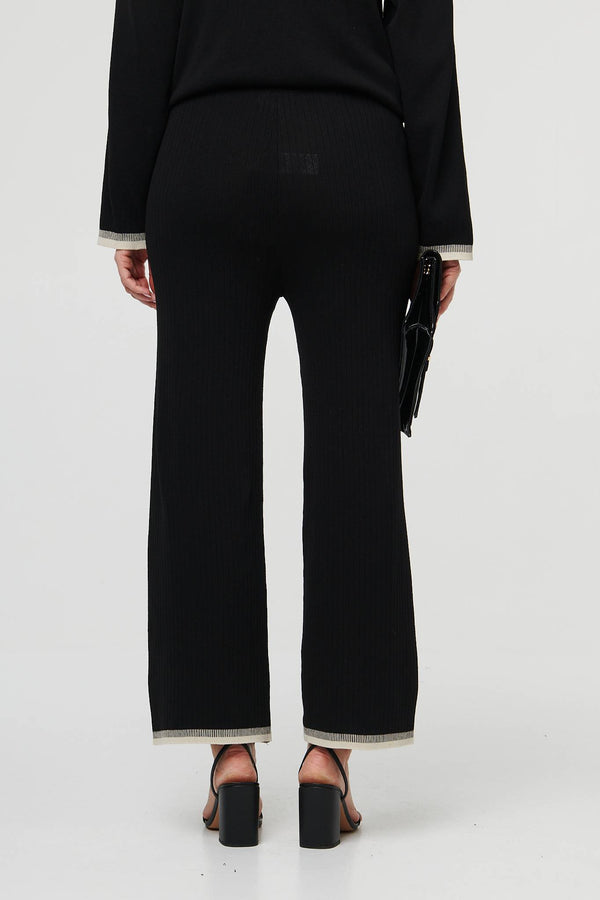 Black | Floral Trim Jumper & Trousers Co-Ord Set
