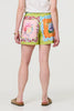 Yellow | Mosaic Print Tie Waist Relaxed Shorts
