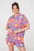 Pink | Patchwork Print Short Sleeve Shirt

