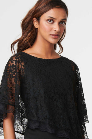 Black | Lace Overlay 1/2 Sleeve Top