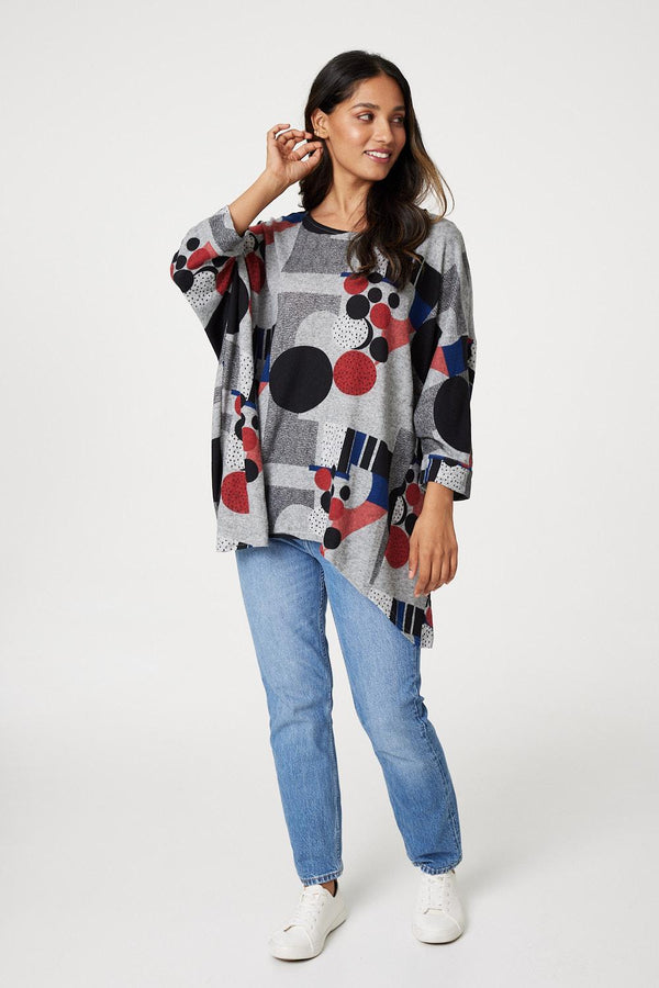 Pink | Abstract Print Oversize Jumper