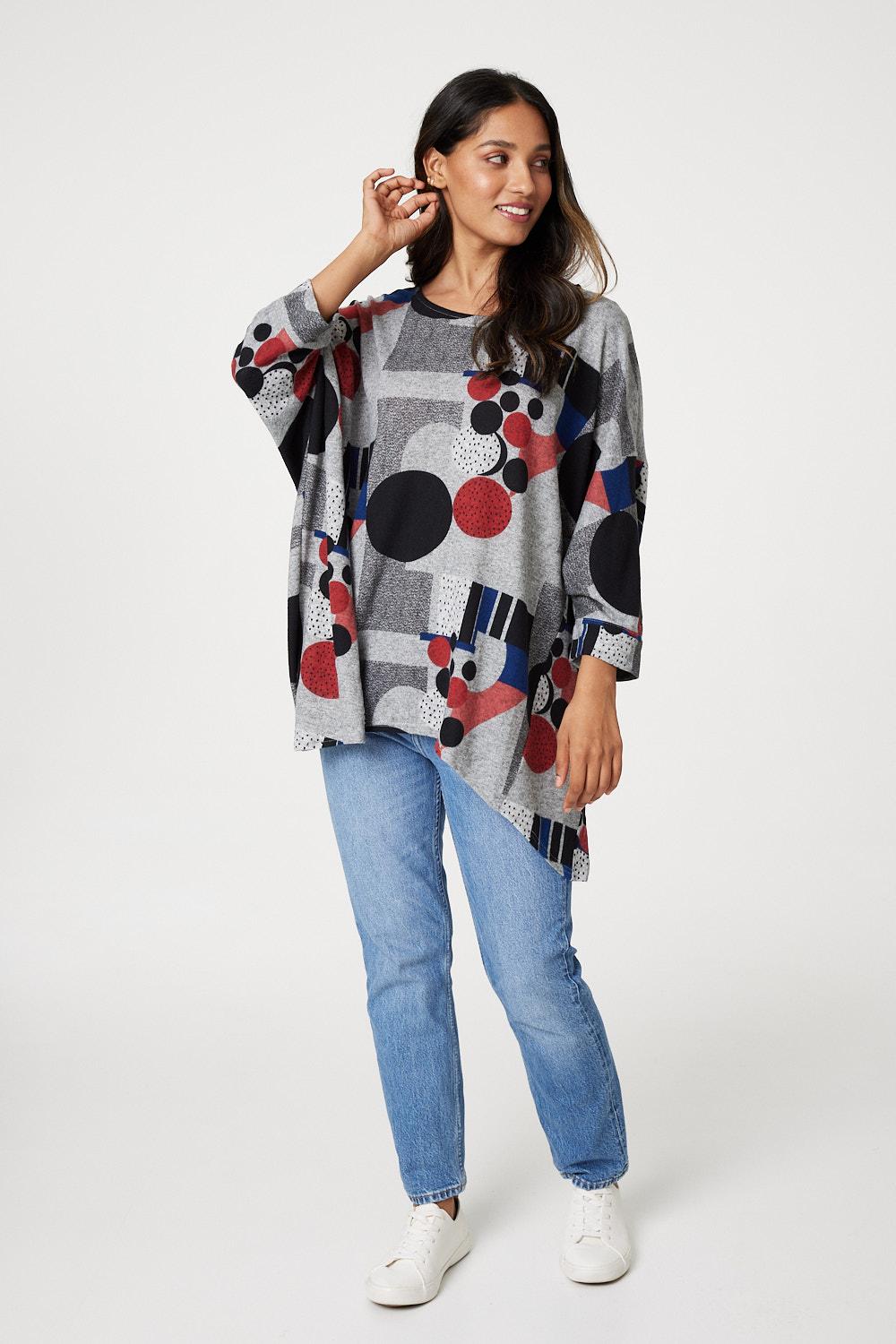 Pink | Abstract Print Oversize Jumper
