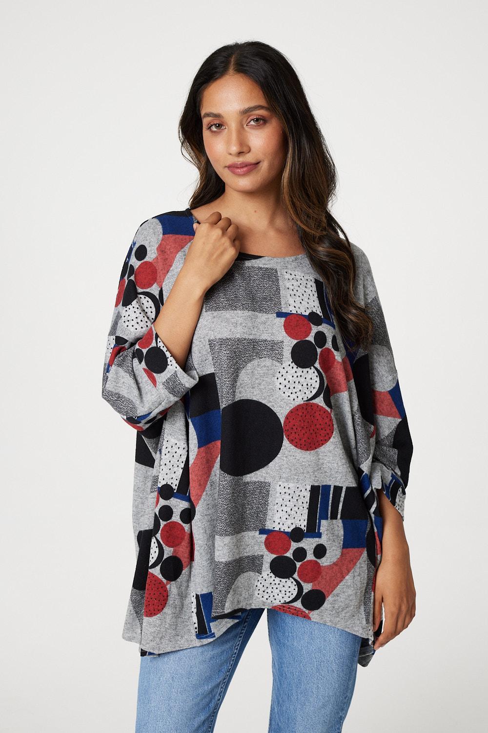 Pink | Abstract Print Oversize Jumper