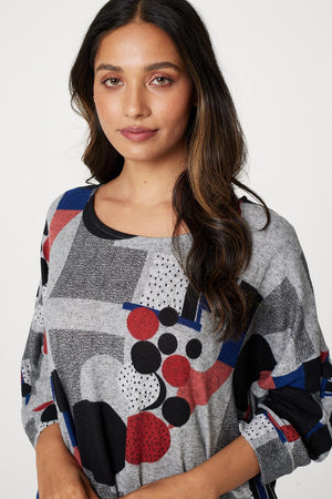 Pink | Abstract Print Oversize Jumper