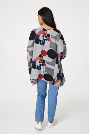 Pink | Abstract Print Oversize Jumper