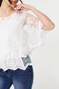 White | Broderie Anglaise Semi Sheer Peplum Top
