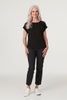 Black | Lace Shoulder Short Sleeve Top