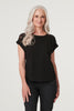 Black | Lace Shoulder Short Sleeve Top