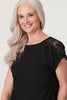 Black | Lace Shoulder Short Sleeve Top