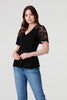 Black | Lace Sleeve V-Neck Peplum Top