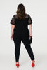Black | Lace Sleeve V-Neck Peplum Top