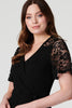 Black | Lace Sleeve V-Neck Peplum Top