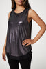 Black | Metallic Sleeveless Layered Top