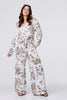 Beige | Butterfly Print Long Sleeve Shirt : Model is 5'9