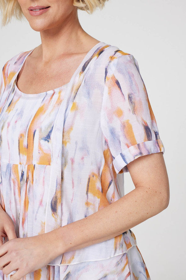 Orange | Tie Dye Hanky Hem Tunic Top