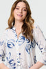 Blue | Floral High Low Relaxed Semi Sheer Blouse
