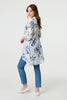 Blue | Floral High Low Relaxed Semi Sheer Blouse
