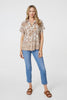 Beige | Printed Button Down Short Sleeve Shirt