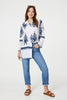 Navy | Printed Oversized Button Down Shirt