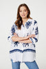 Navy | Printed Oversized Button Down Shirt