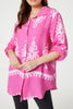 Pink | Printed Oversized Button Down Shirt