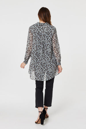 Grey | Animal Print Oversized Blouse
