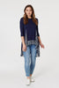 Navy | Border Print Drop Hem Tunic Top