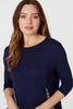 Navy | Border Print Drop Hem Tunic Top