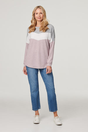 Pink | Colour Block Relaxed Sweatshirt