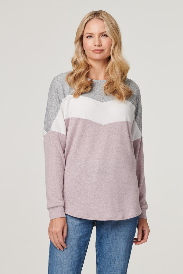 Pink | Colour Block Relaxed Sweatshirt