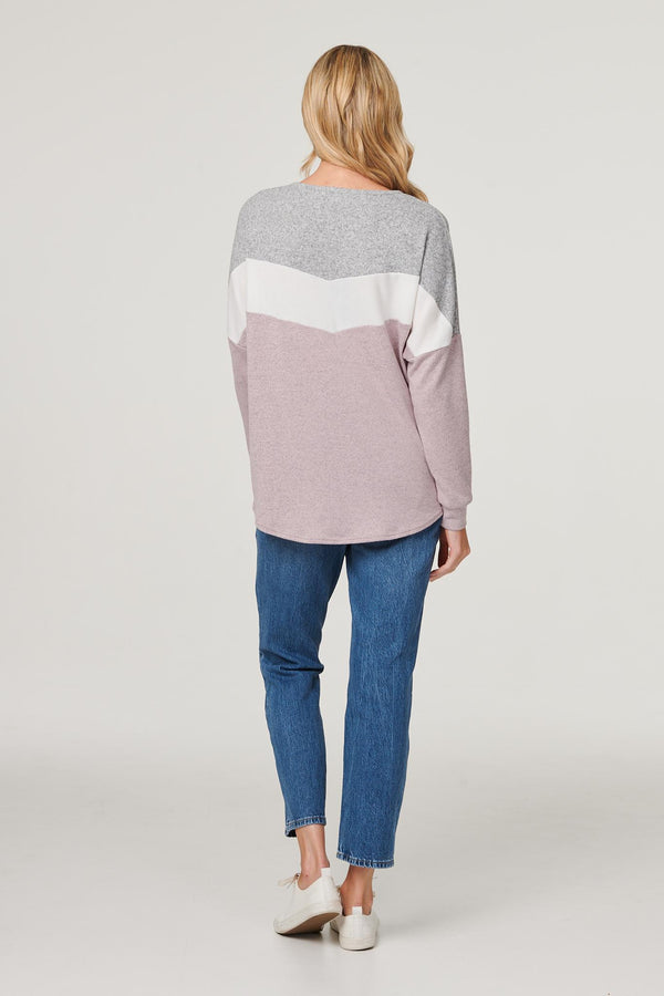 Pink | Colour Block Relaxed Sweatshirt