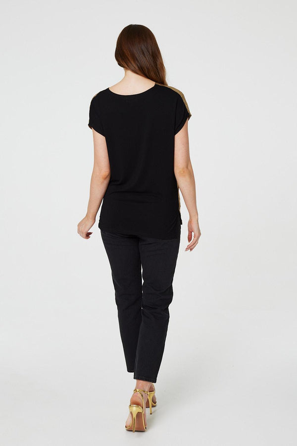 Gold | Metallic Front Relaxed T-Shirt