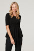 Black | Metallic Tie Front 1/2 Sleeve Top