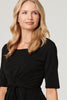 Black | Metallic Tie Front 1/2 Sleeve Top