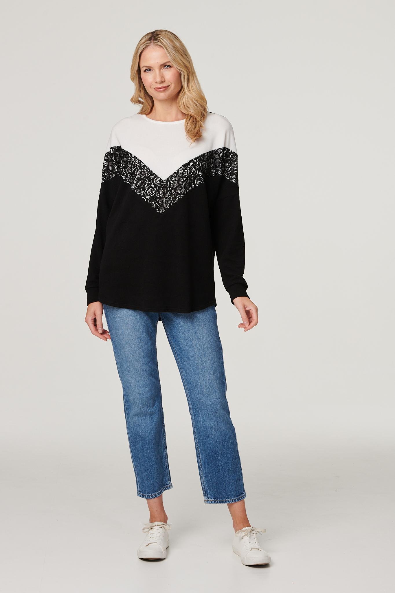 Black And White | Colour Block Lace Sweater