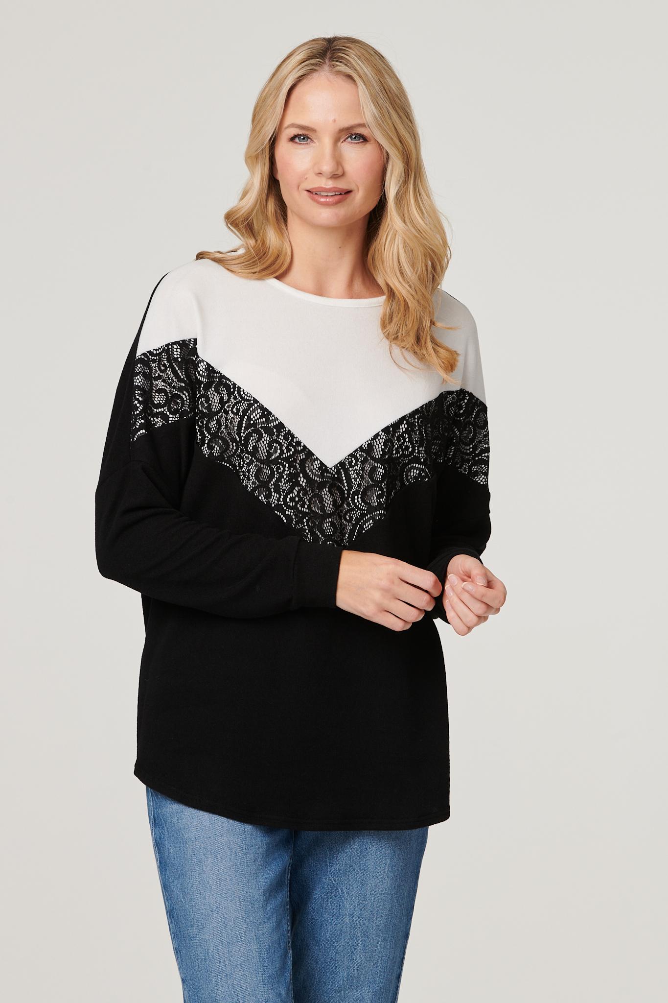 Black And White | Colour Block Lace Sweater