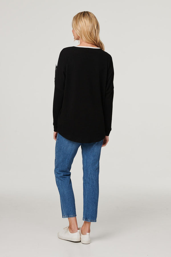 Black And White | Colour Block Lace Sweater