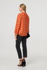 Orange | Printed Tie Neck Long Sleeve Blouse
