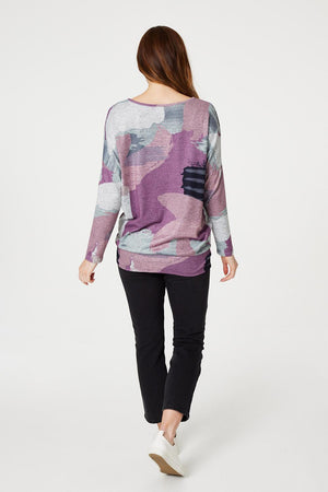 Pink | Brushstroke Print Relaxed Top