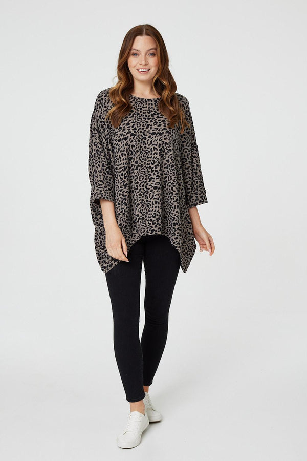 Stone | Leopard Print Oversized Top 